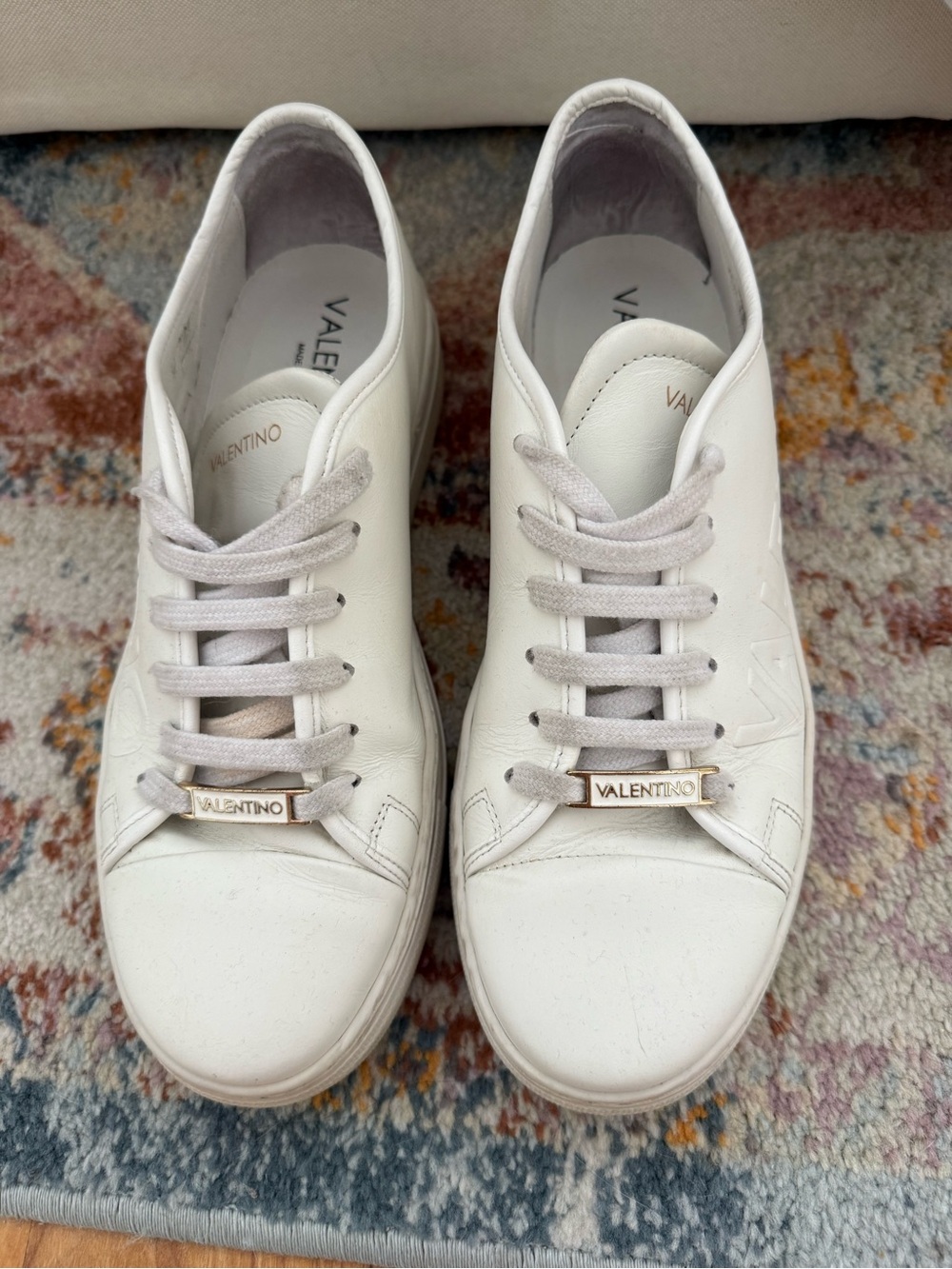 Valentino Women's White Leather Lace-Up Sneakers